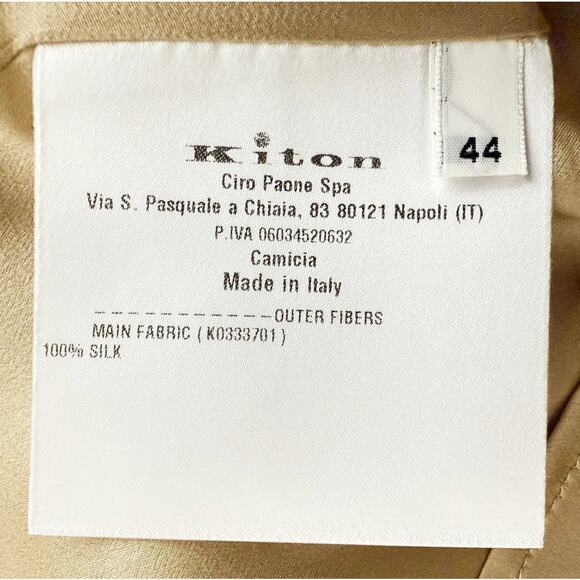 Kiton Napoli Womens 100% Silk Blouse Pleated Neckline Long Sleeve Designer Italy - Picture 8 of 11